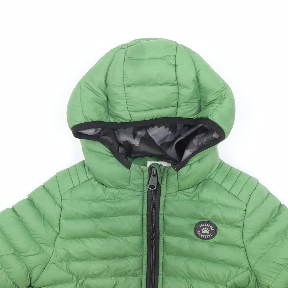 Threadclub Boys Green Quilted Jacket Size 2-3 Years Zip