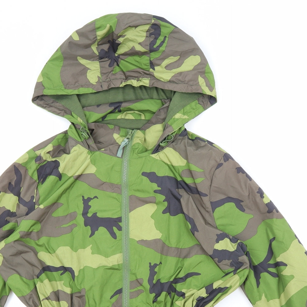 Very Womens Green Camouflage Rain Coat Coat Size 14 Zip