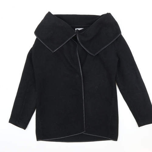 Effeti Moda Womens Black Collared Polyester Cardigan Jumper Size S