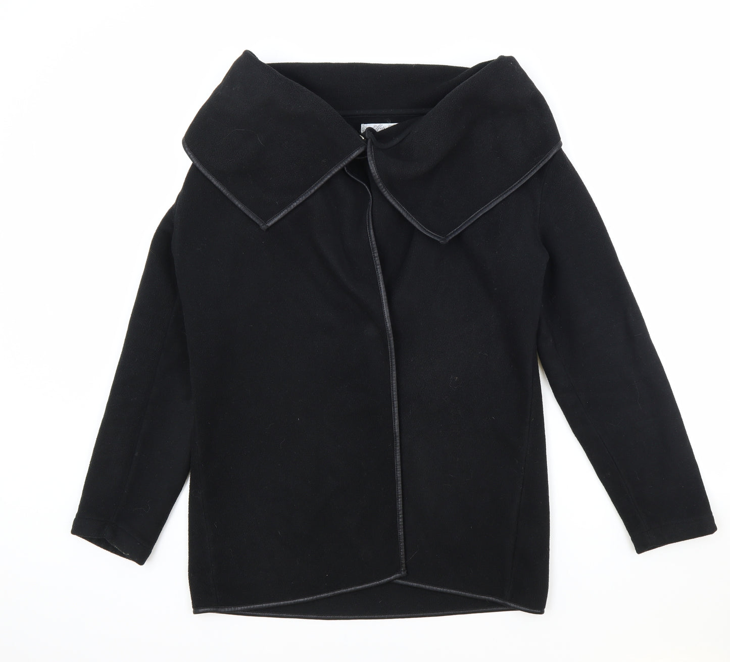 Effeti Moda Womens Black Collared Polyester Cardigan Jumper Size S