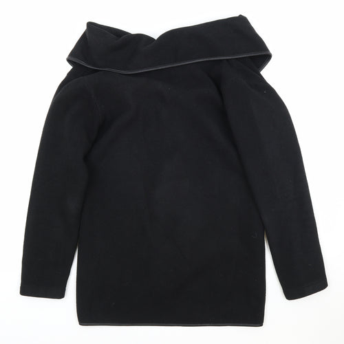 Effeti Moda Womens Black Collared Polyester Cardigan Jumper Size S