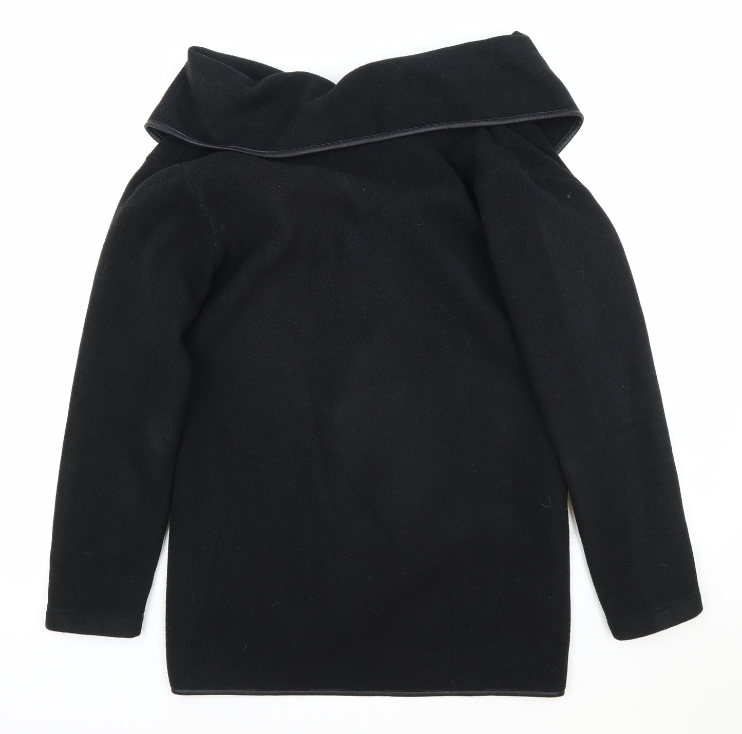 Effeti Moda Womens Black Collared Polyester Cardigan Jumper Size S
