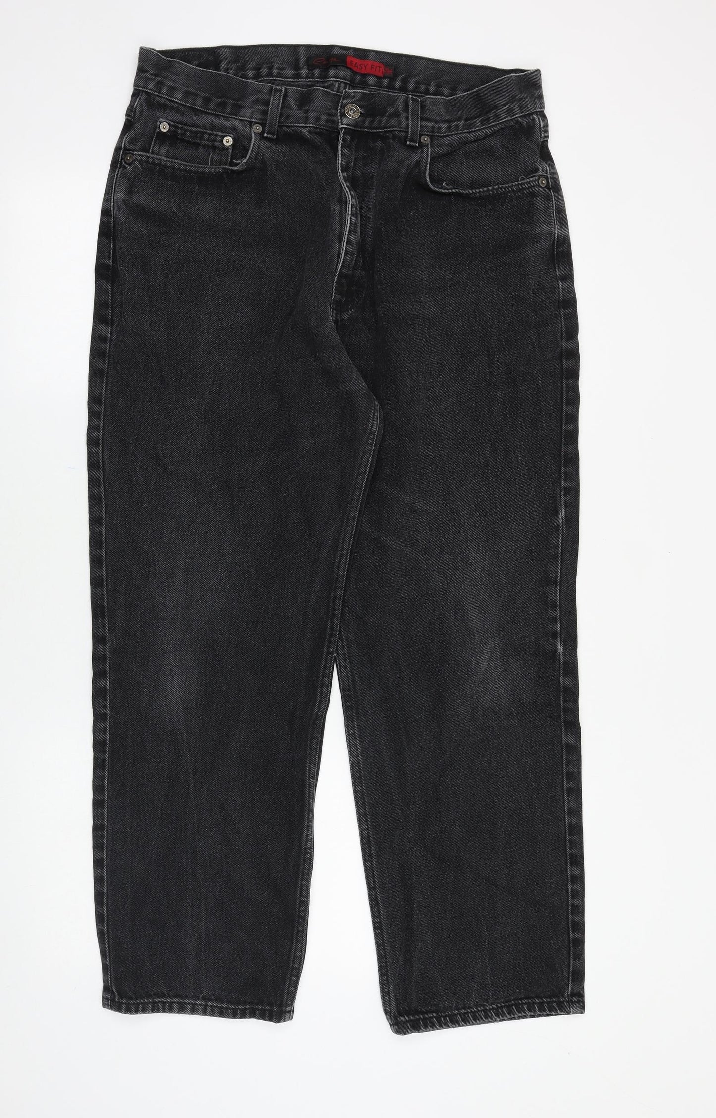 George Mens Black Cotton Straight Jeans Size 38 in Regular Zip