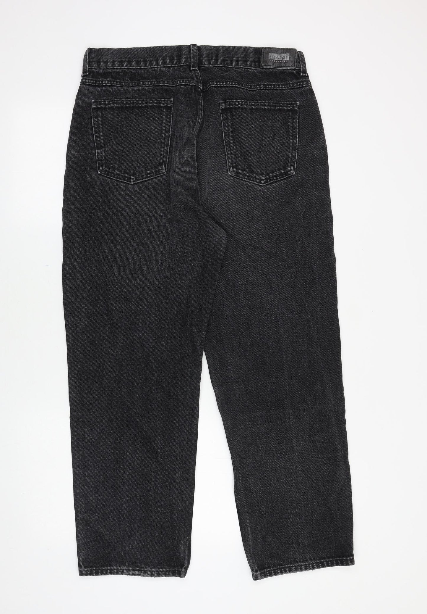 George Mens Black Cotton Straight Jeans Size 38 in Regular Zip
