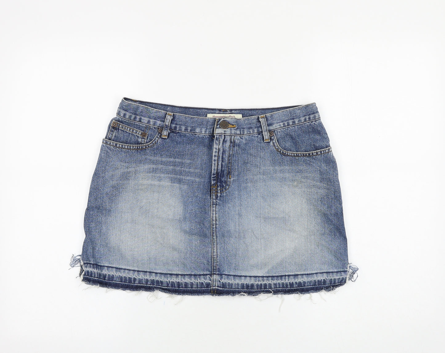 Abercrombie & Fitch Womens Blue Cotton Mini Skirt Size 4 Zip