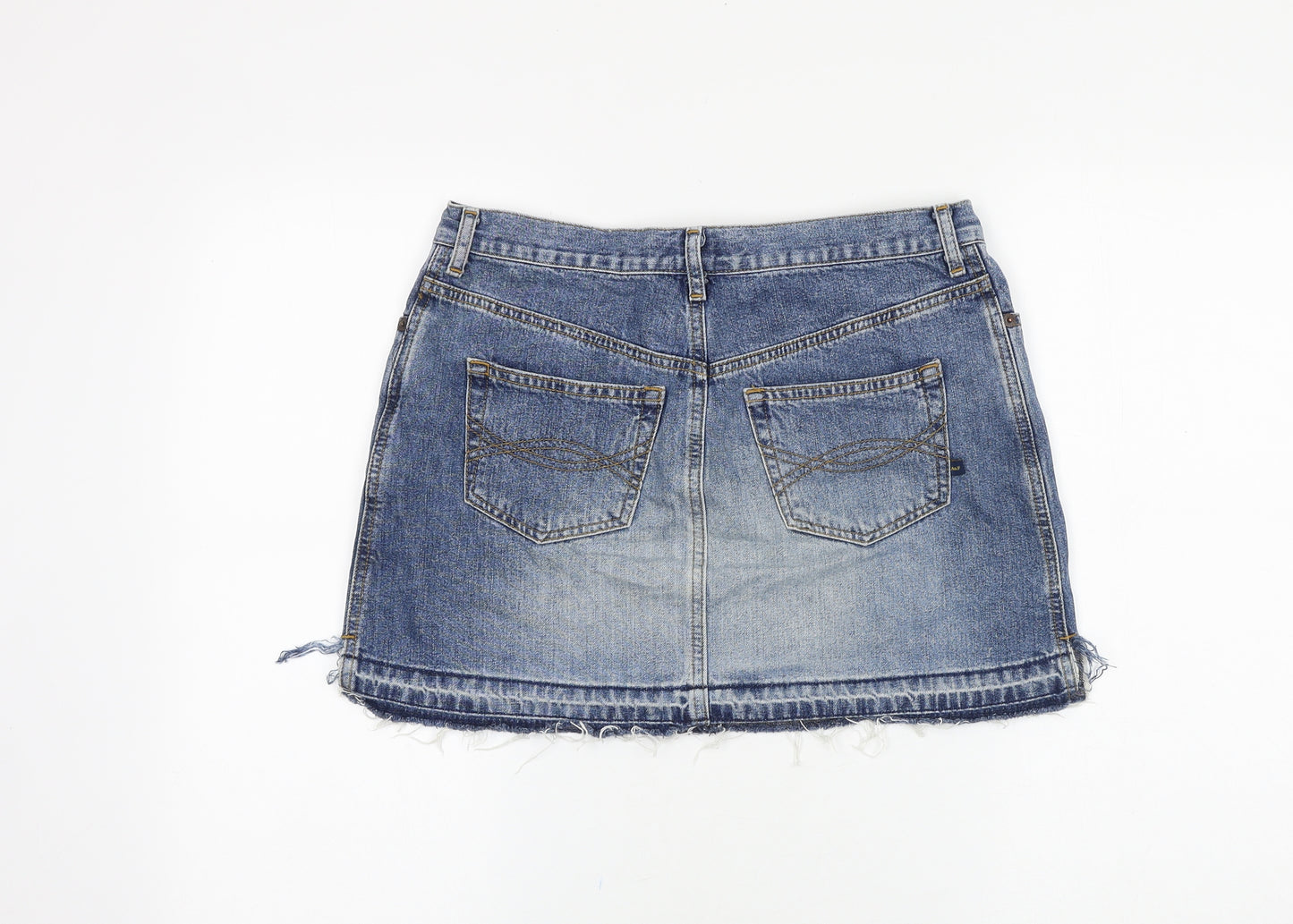 Abercrombie & Fitch Womens Blue Cotton Mini Skirt Size 4 Zip