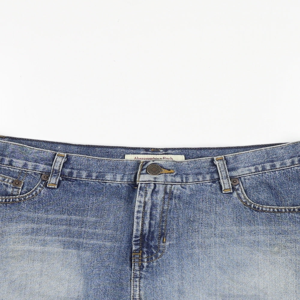 Abercrombie & Fitch Womens Blue Cotton Mini Skirt Size 4 Zip