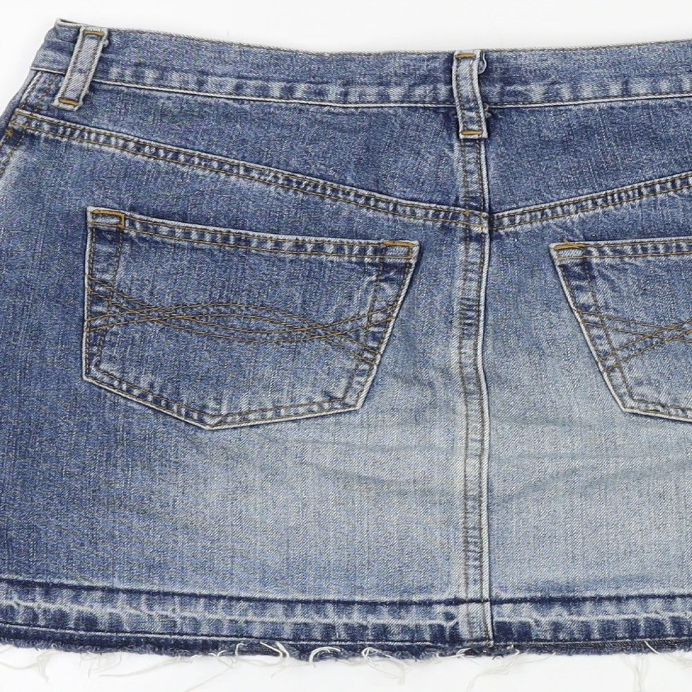 Abercrombie & Fitch Womens Blue Cotton Mini Skirt Size 4 Zip