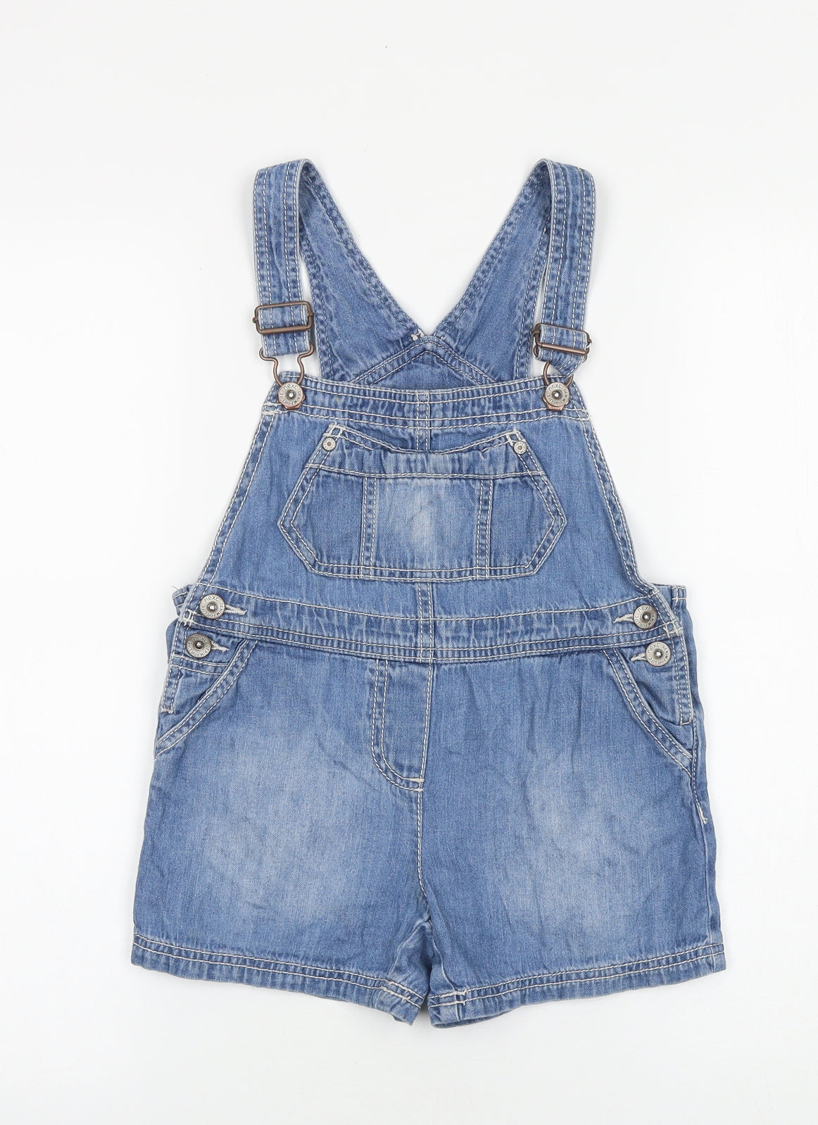 NEXT Girls Blue 100% Cotton Dungaree One-Piece Size 5 Years Buckle