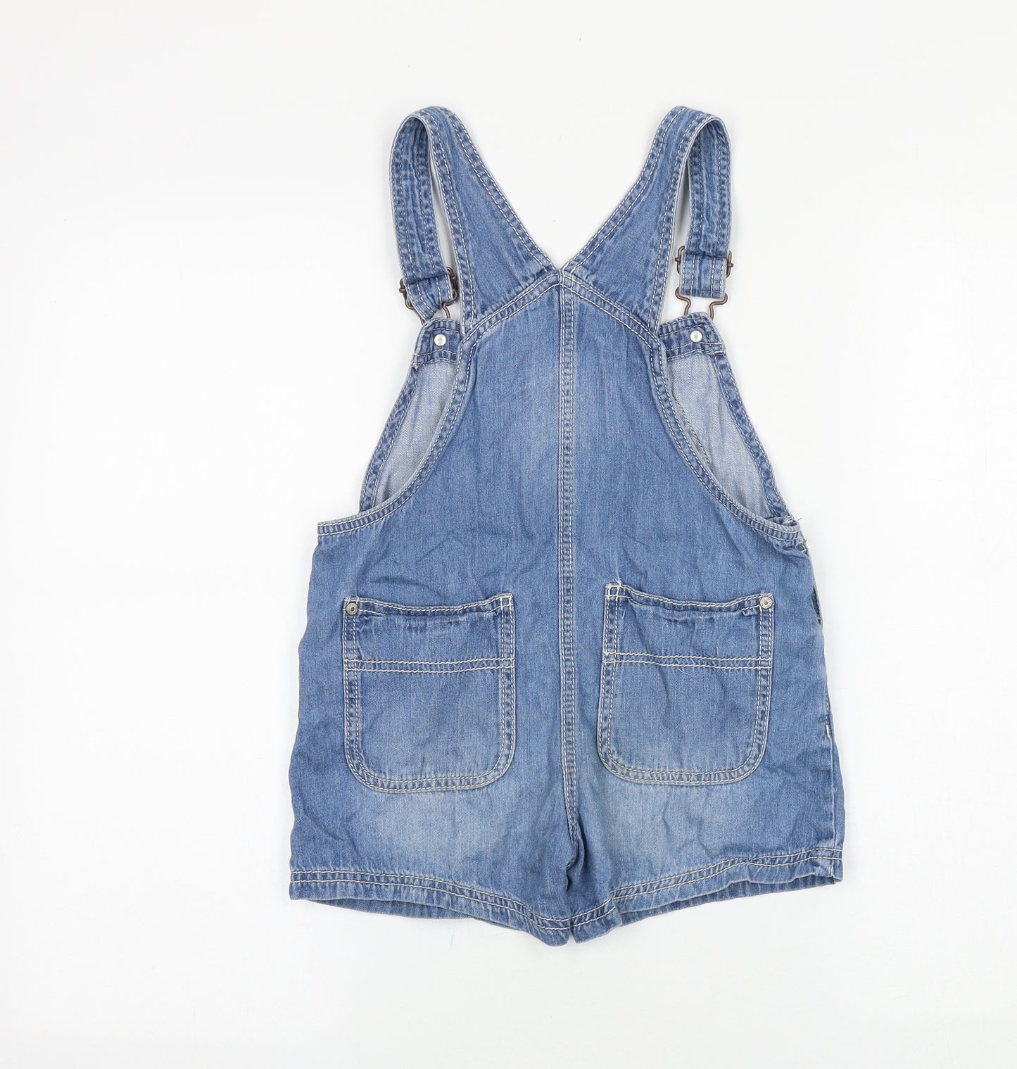 NEXT Girls Blue 100% Cotton Dungaree One-Piece Size 5 Years Buckle