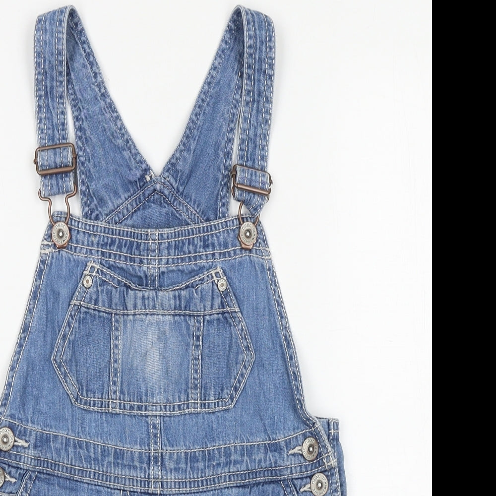 NEXT Girls Blue 100% Cotton Dungaree One-Piece Size 5 Years Buckle