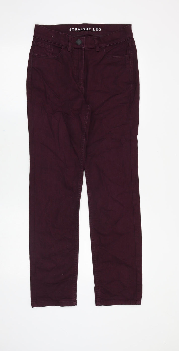 Marks and Spencer Womens Purple Cotton Straight Jeans Size 8 Regular Zip