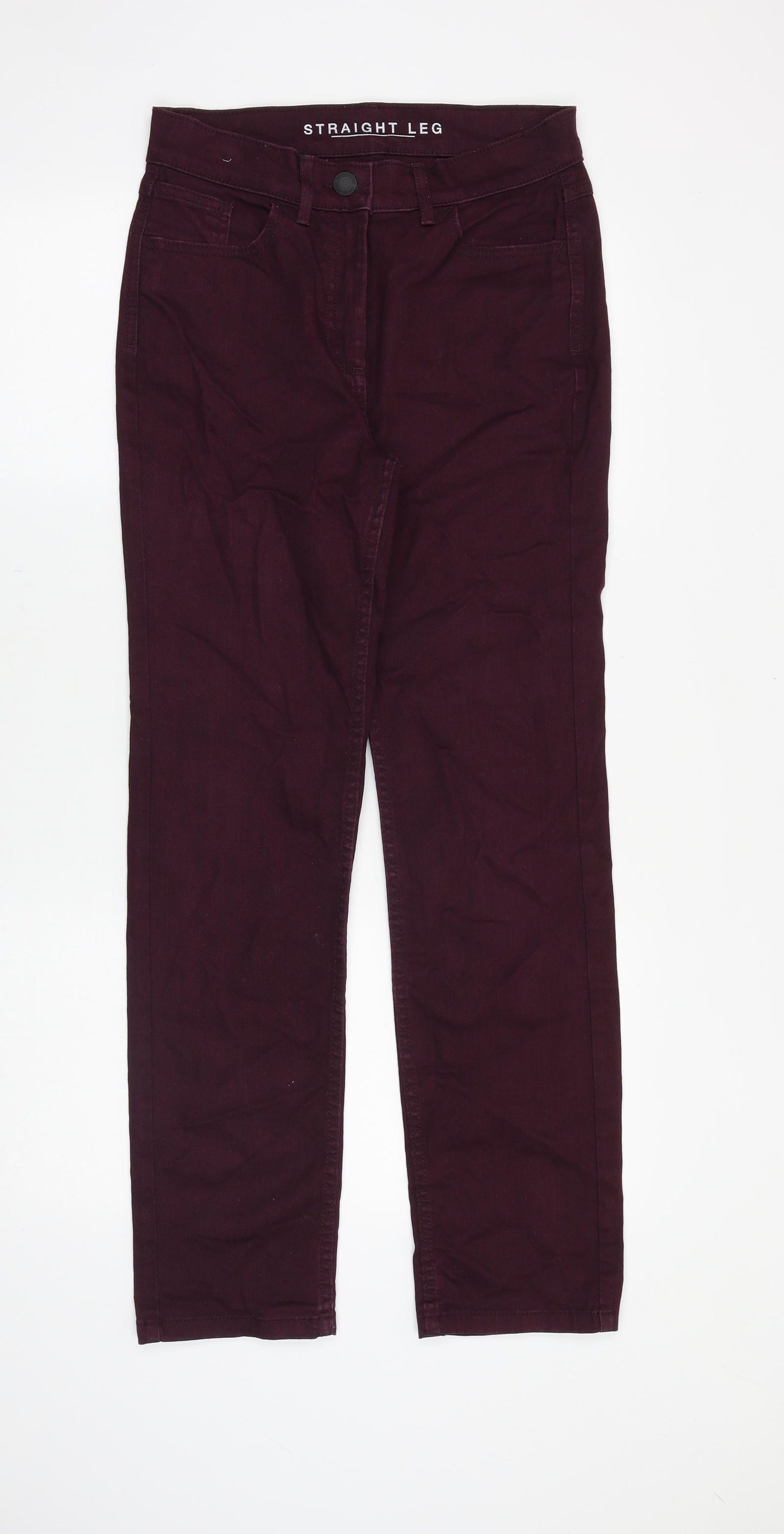 Marks and Spencer Womens Purple Cotton Straight Jeans Size 8 Regular Zip