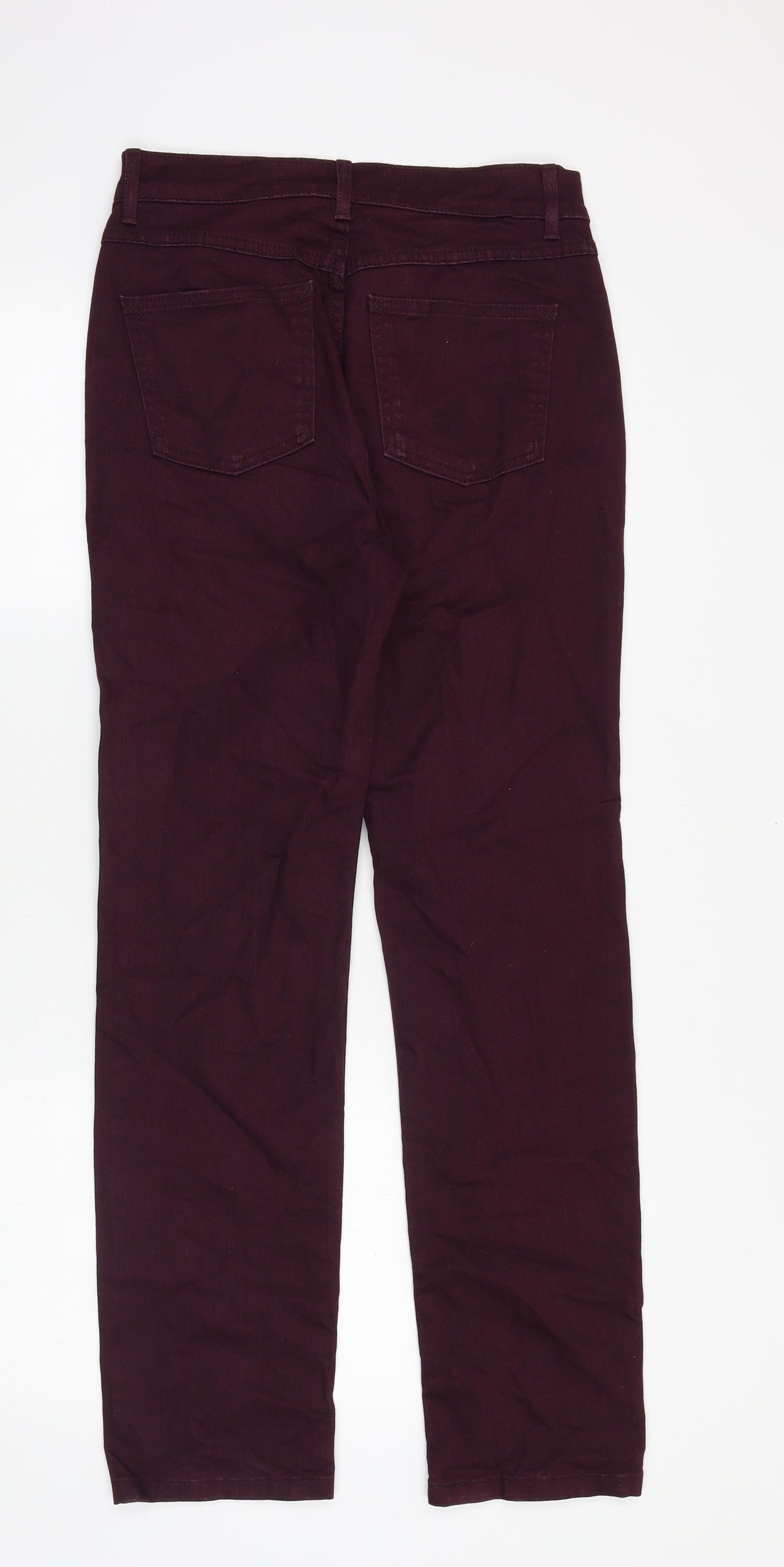 Marks and Spencer Womens Purple Cotton Straight Jeans Size 8 Regular Zip