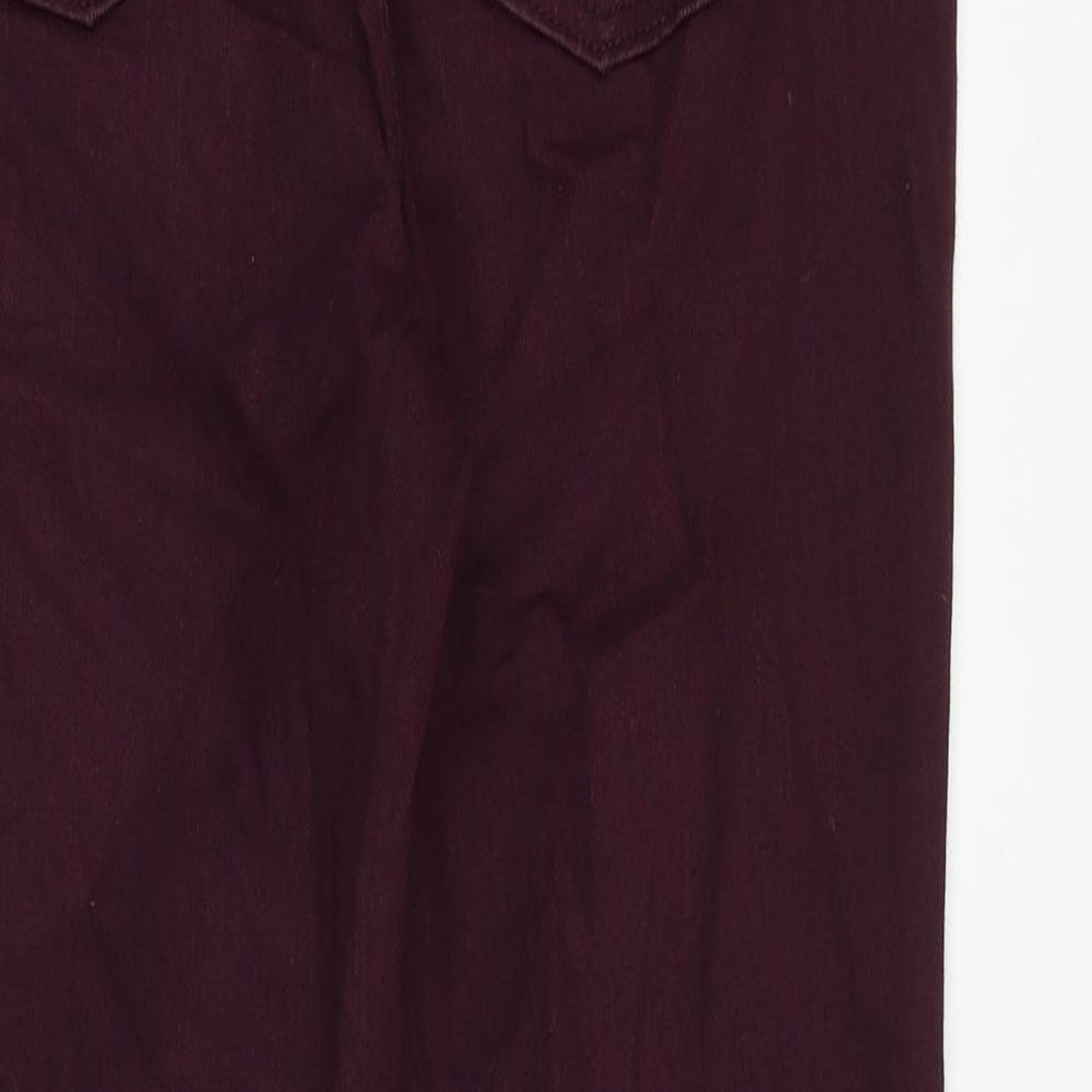 Marks and Spencer Womens Purple Cotton Straight Jeans Size 8 Regular Zip