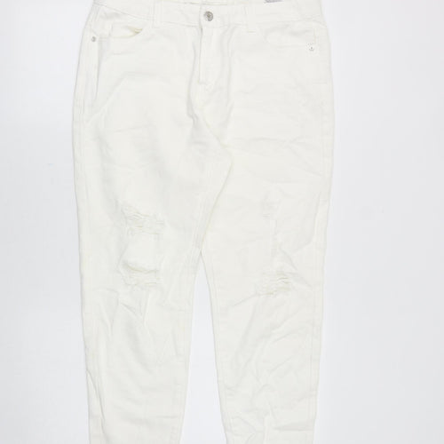 Noisy may Womens White Cotton Straight Jeans Size 31 in Regular Zip