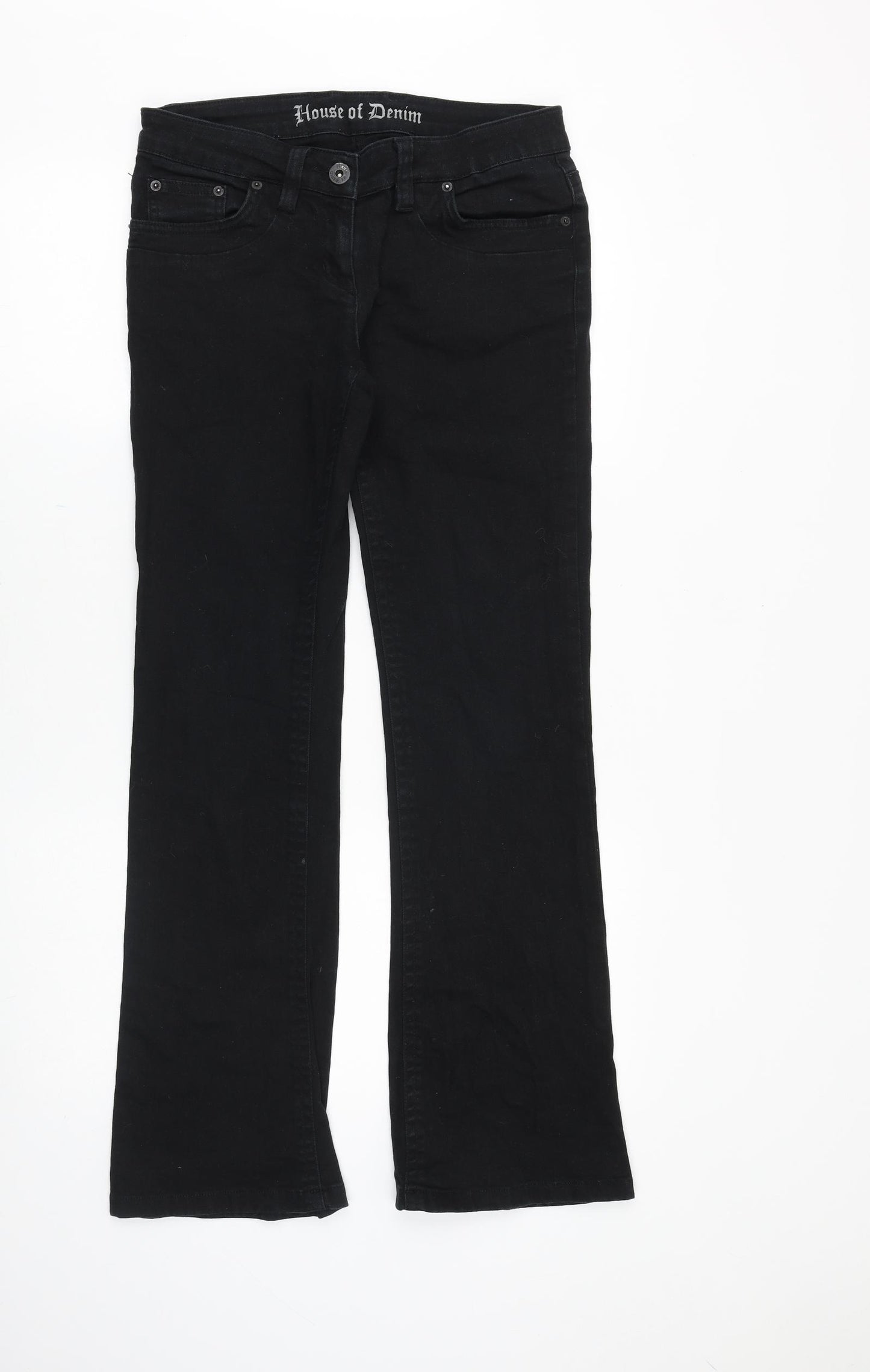 House of Denim Womens Black Cotton Bootcut Jeans Size 10 Regular Zip