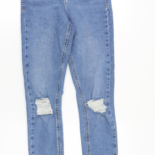 Topshop Womens Blue Cotton Skinny Jeans Size 26 in Slim Zip