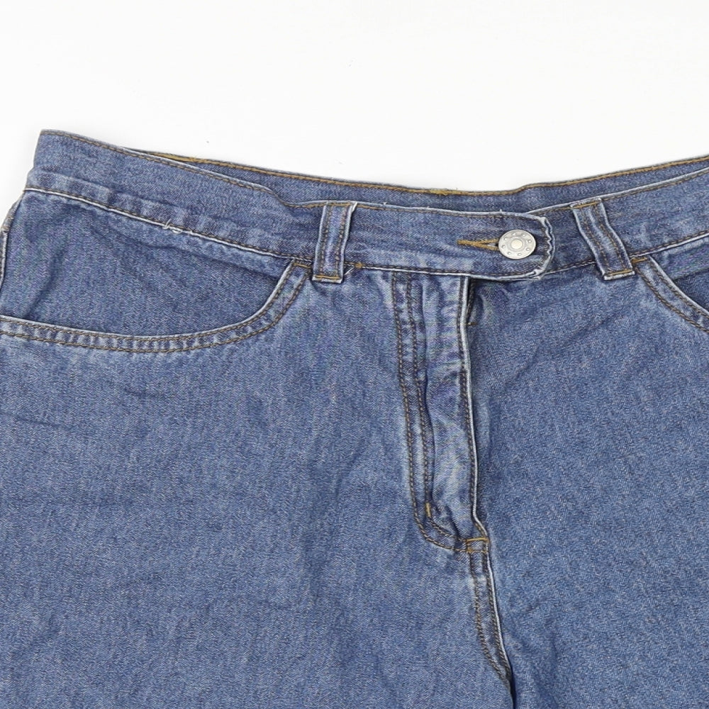 George Womens Blue Cotton Boyfriend Shorts Size 12 Regular Zip