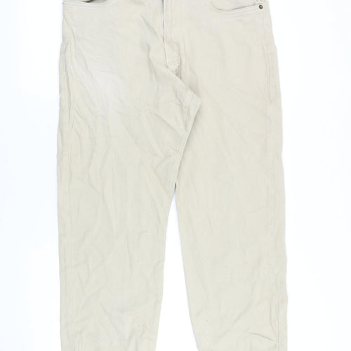 Union Blues Mens Beige Cotton Straight Jeans Size 34 in Regular Zip