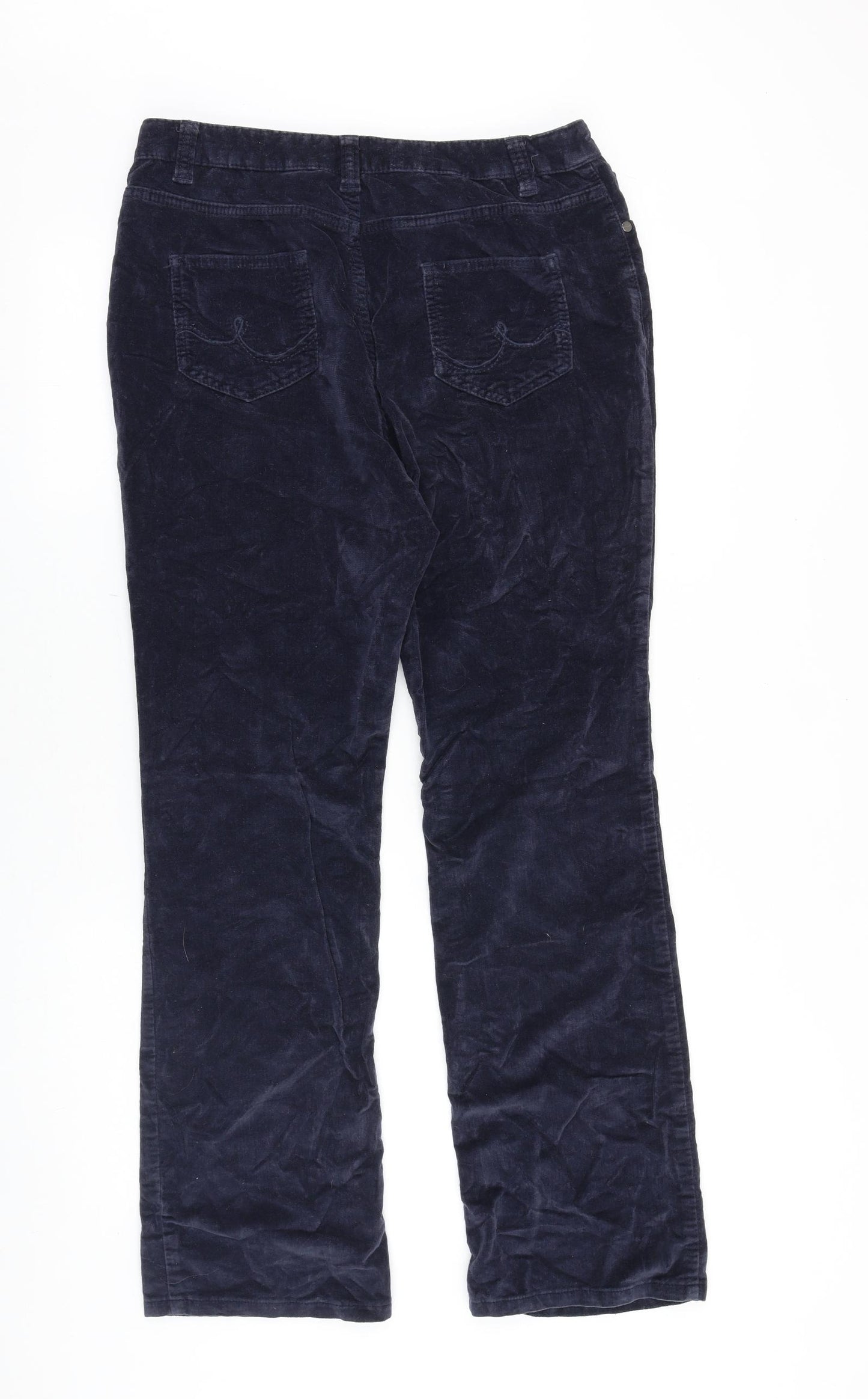 Marks and Spencer Womens Blue Cotton Trousers Size 12 Regular Zip