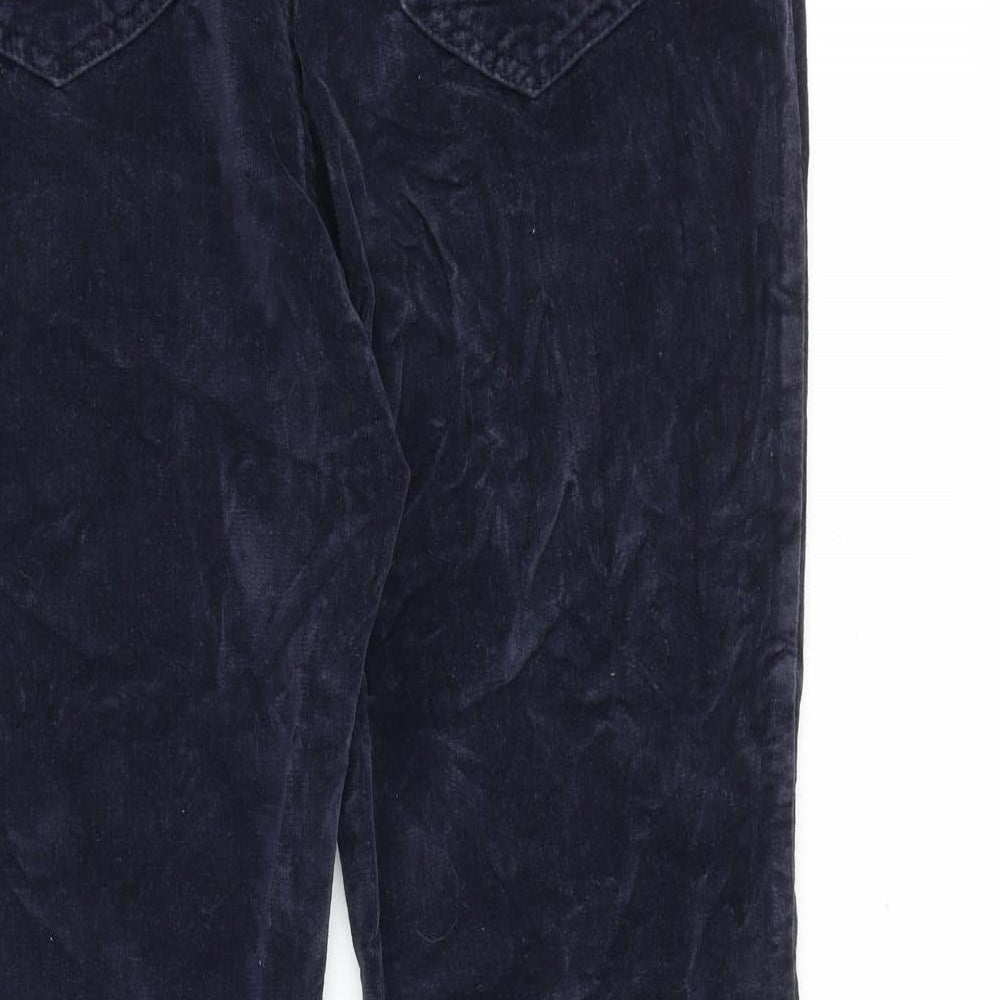 Marks and Spencer Womens Blue Cotton Trousers Size 12 Regular Zip