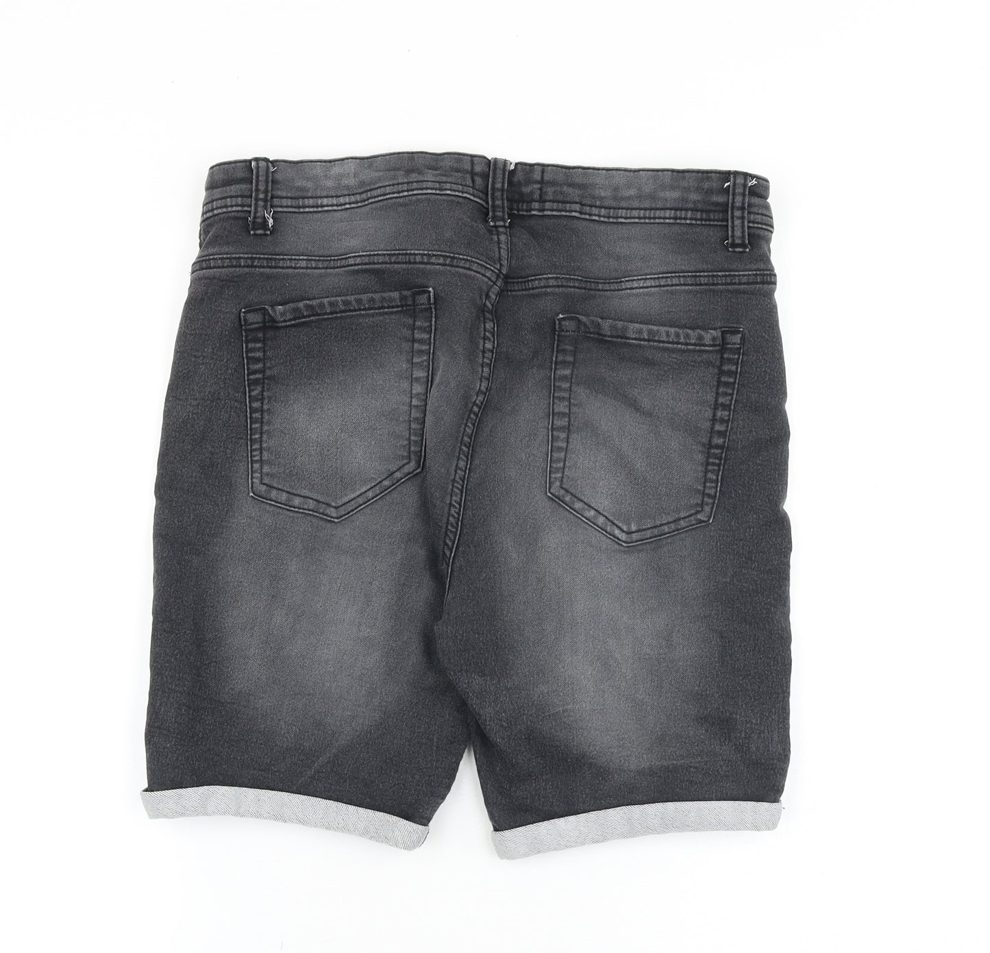 PEP&CO Mens Black Cotton Biker Shorts Size 36 in Slim Zip
