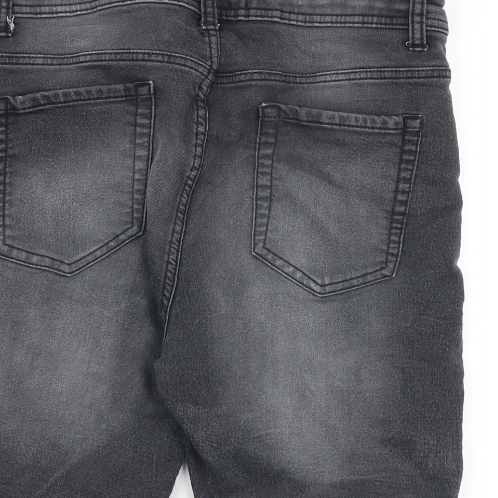 PEP&CO Mens Black Cotton Biker Shorts Size 36 in Slim Zip