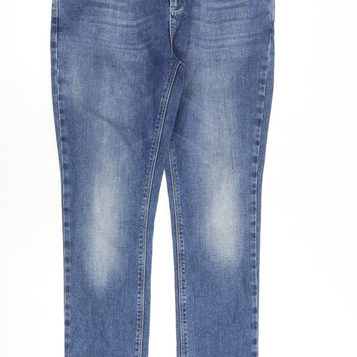 Topshop Womens Blue Cotton Straight Jeans Size 32 in Regular Zip