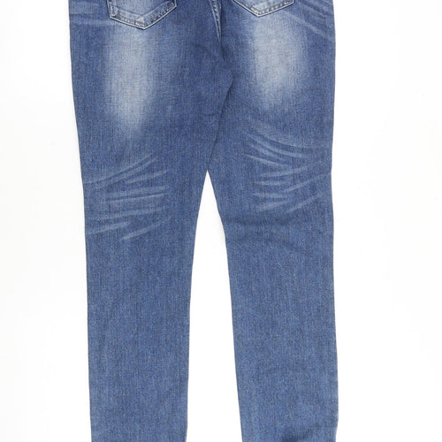 Topshop Womens Blue Cotton Straight Jeans Size 32 in Regular Zip