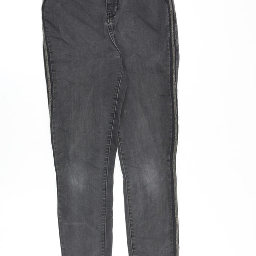 Mint Velvet Womens Grey Cotton Skinny Jeans Size 10 Slim Zip