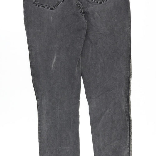 Mint Velvet Womens Grey Cotton Skinny Jeans Size 10 Slim Zip