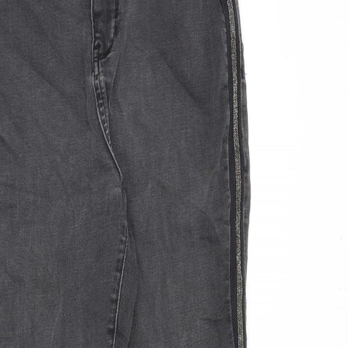 Mint Velvet Womens Grey Cotton Skinny Jeans Size 10 Slim Zip