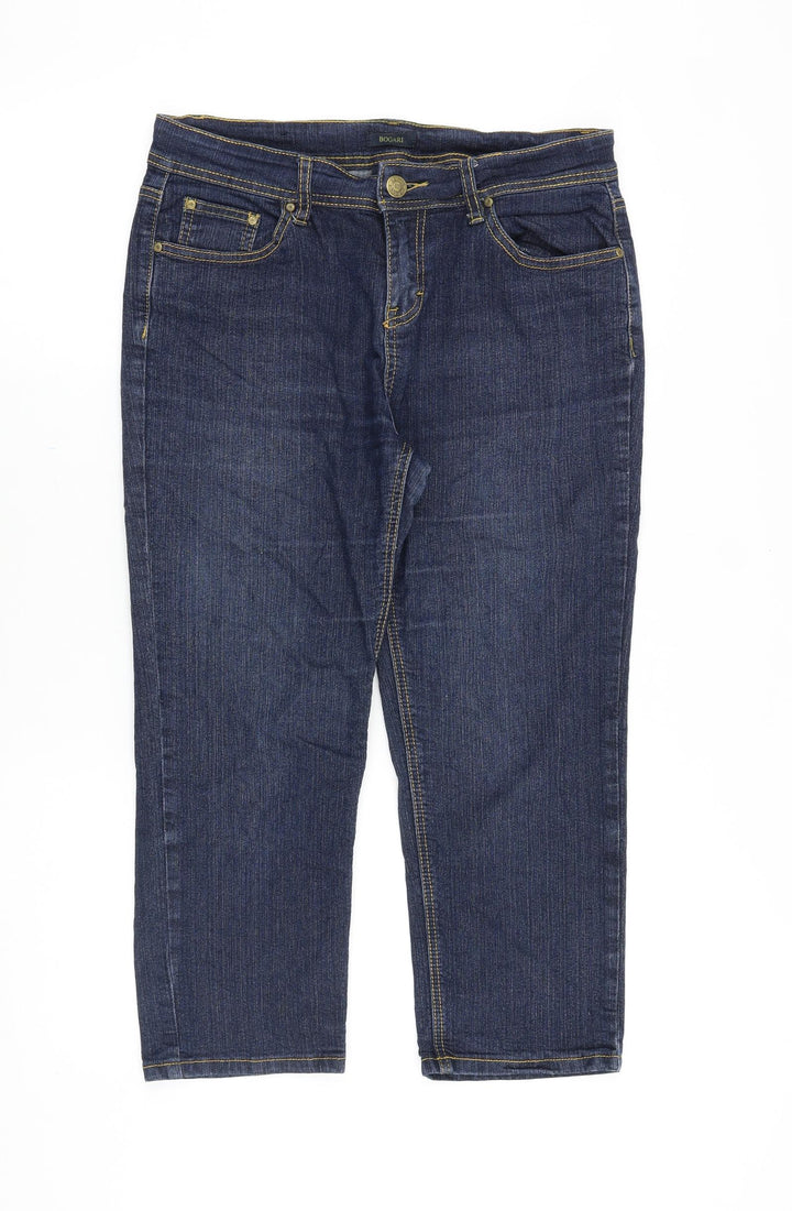 Bogari Womens Blue Cotton Straight Jeans Size 32 in Regular Zip