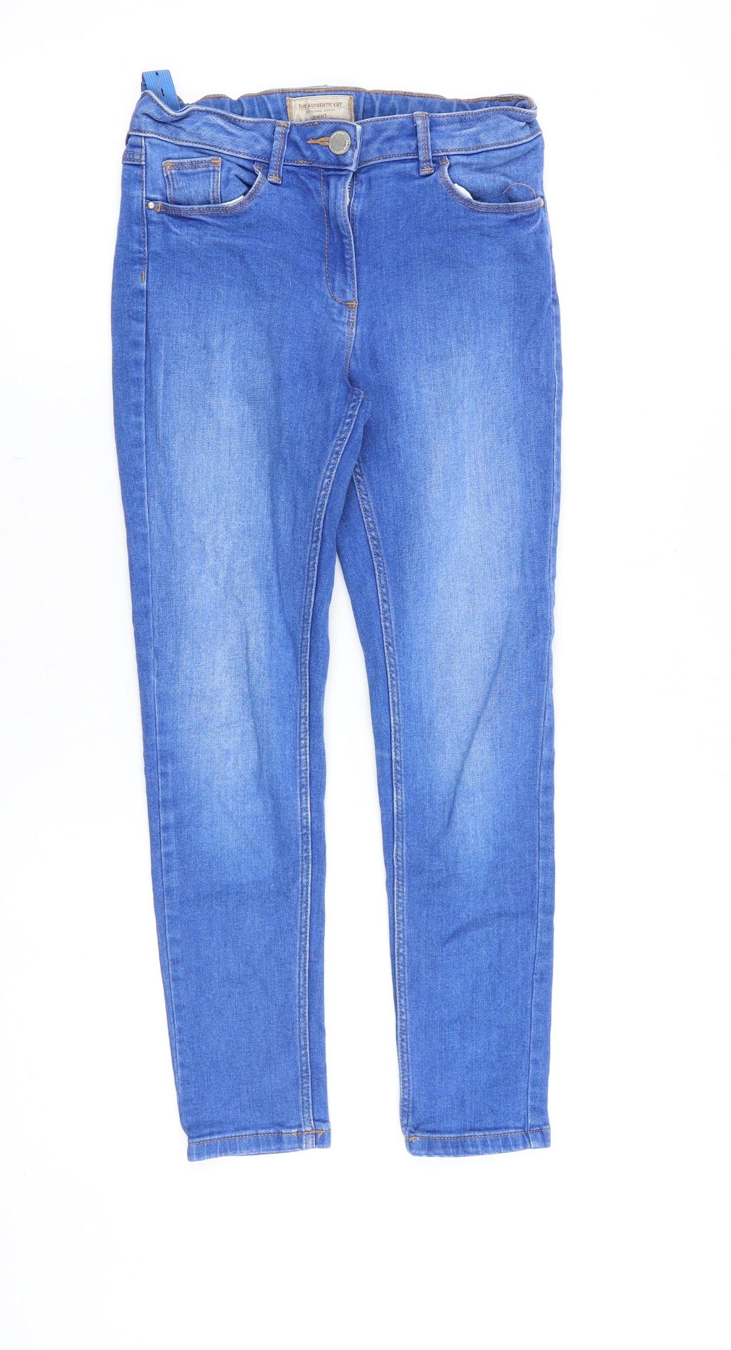 NEXT Girls Blue Cotton Skinny Jeans Size 11 Years Regular Zip