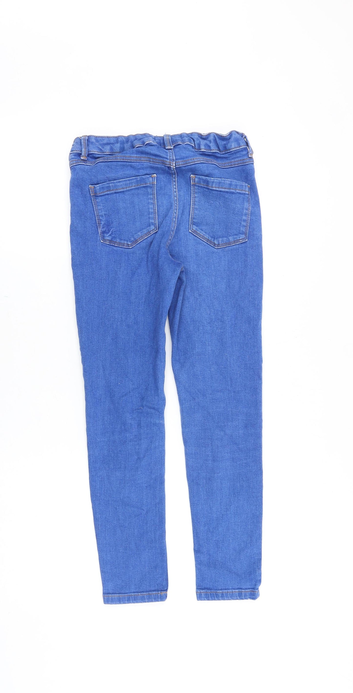 NEXT Girls Blue Cotton Skinny Jeans Size 11 Years Regular Zip