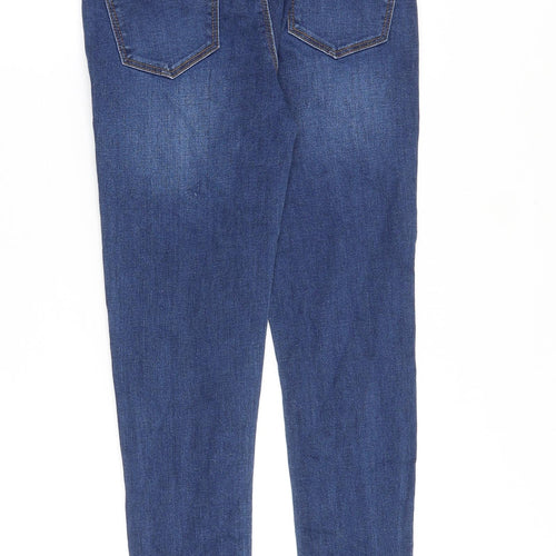 Denim & Co. Girls Blue Cotton Skinny Jeans Size 10-11 Years Slim Zip