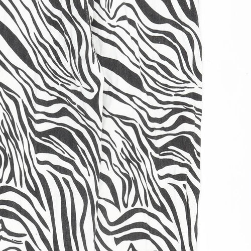 Nasty Gal Womens Black Animal Print Cotton Straight Jeans Size 8 Regular Zip - Zebra Pattern