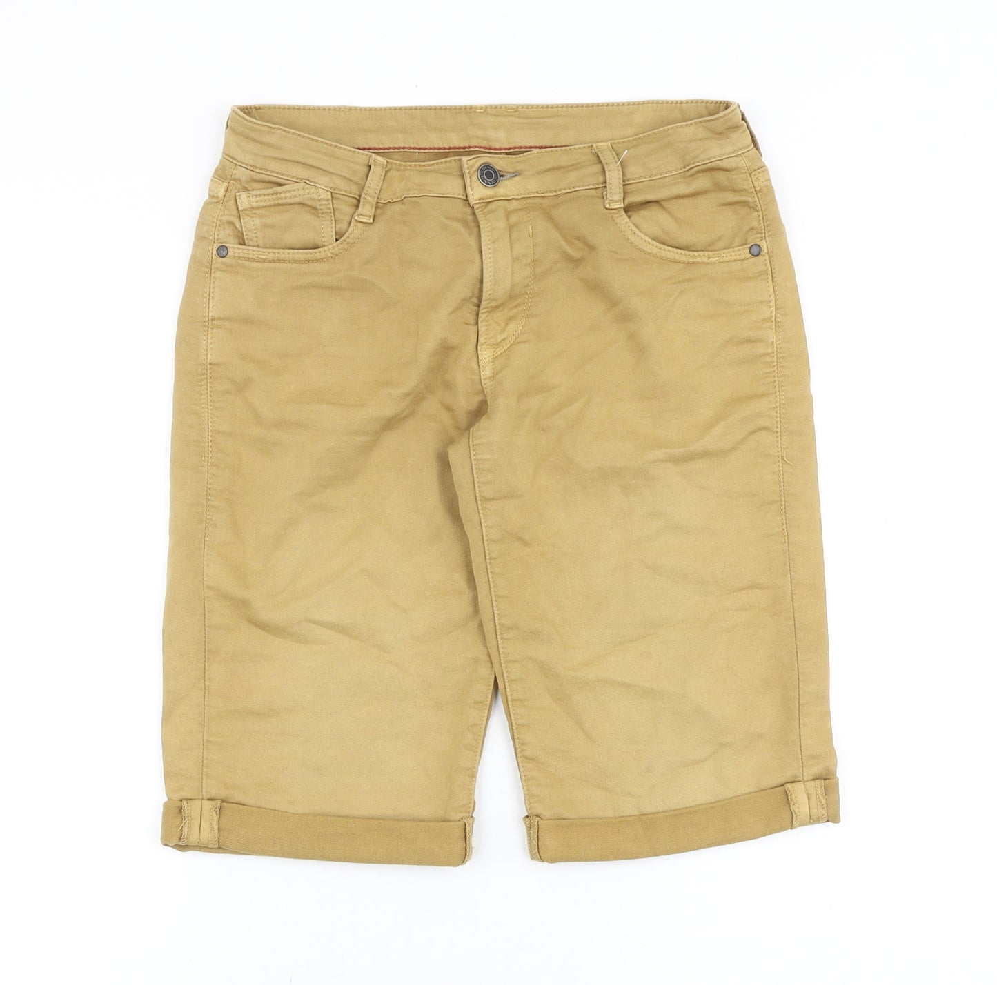 Superior Mens Brown Cotton Biker Shorts Size 30 in Regular Zip