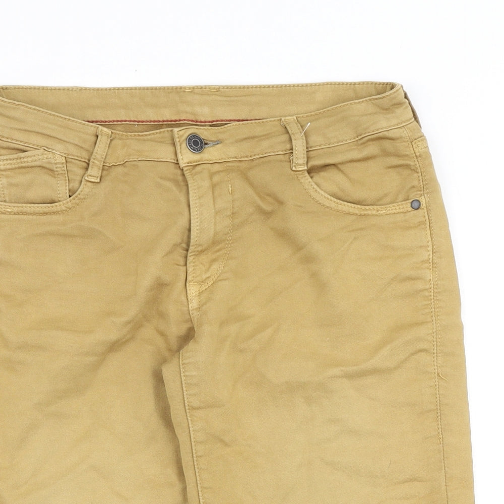 Superior Mens Brown Cotton Biker Shorts Size 30 in Regular Zip
