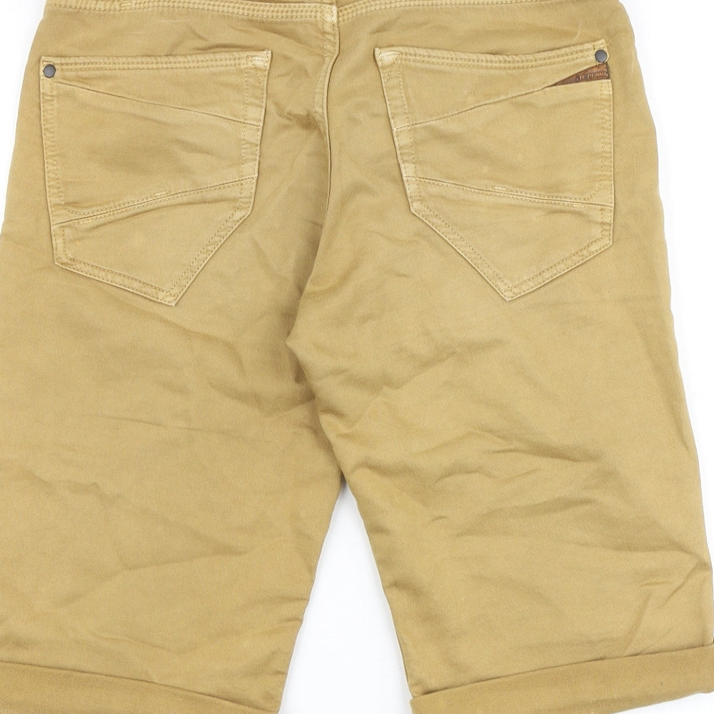 Superior Mens Brown Cotton Biker Shorts Size 30 in Regular Zip