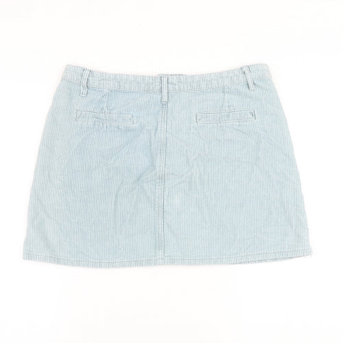 Missguided Womens Blue Cotton Mini Skirt Size 14 Button