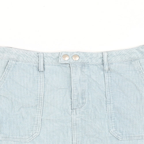 Missguided Womens Blue Cotton Mini Skirt Size 14 Button