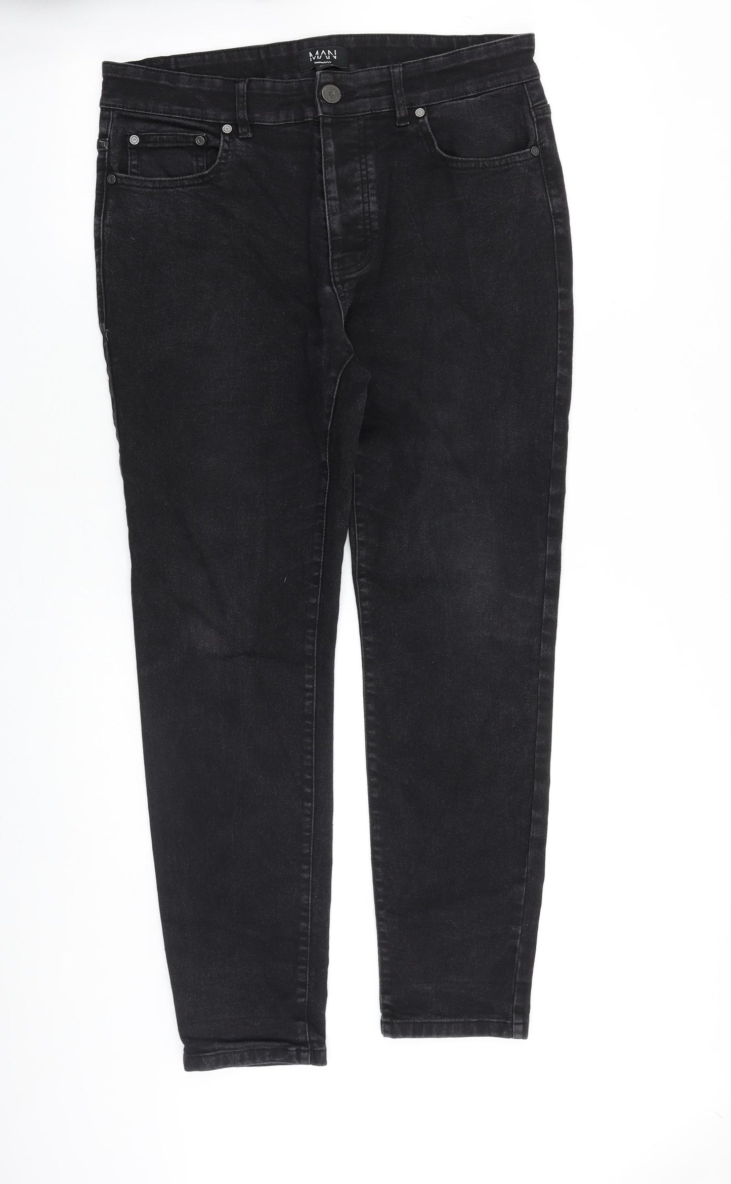 Boohoo Mens Black Cotton Skinny Jeans Size 23 in Regular Zip