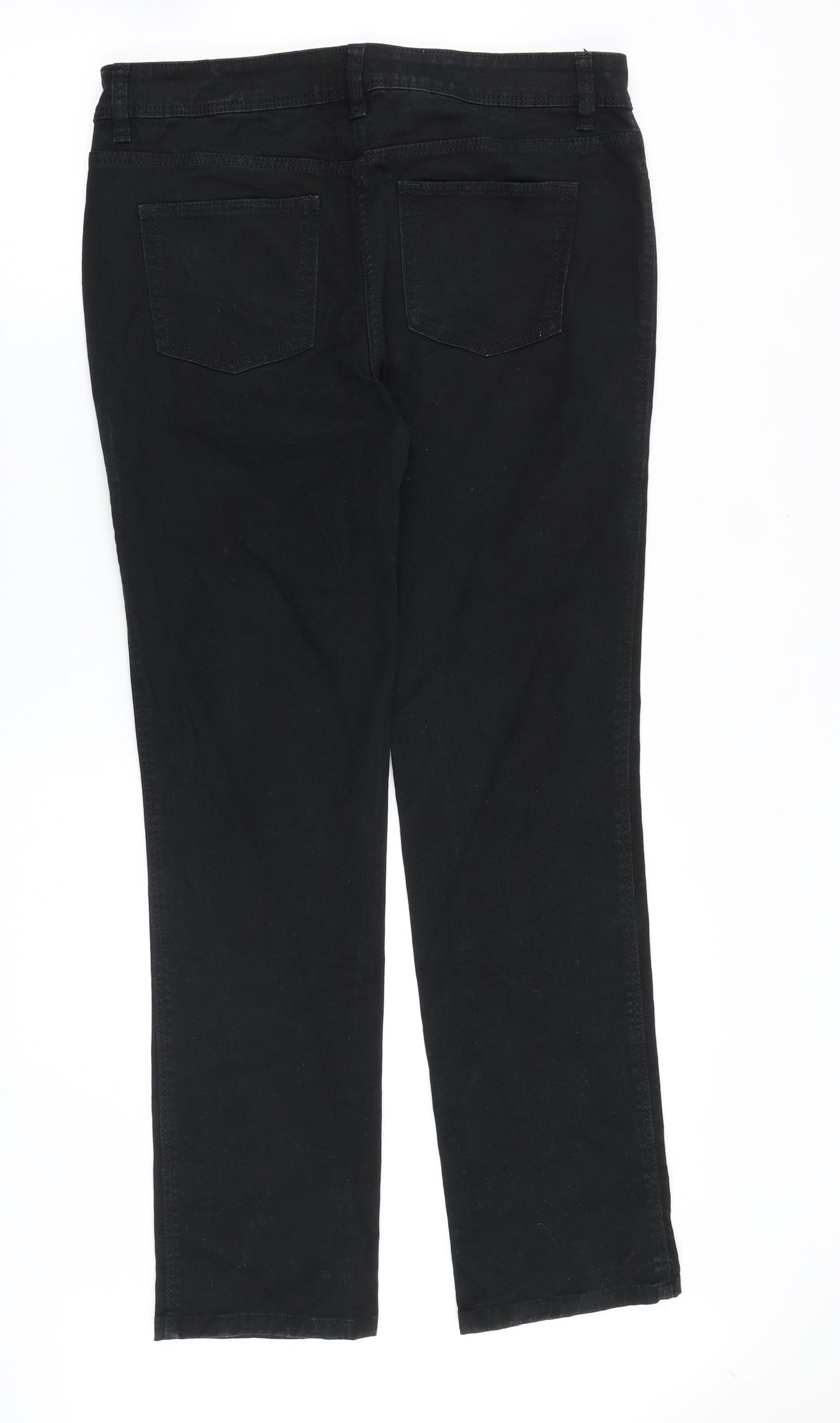 NEXT Womens Black Cotton Straight Jeans Size 12 Regular Zip