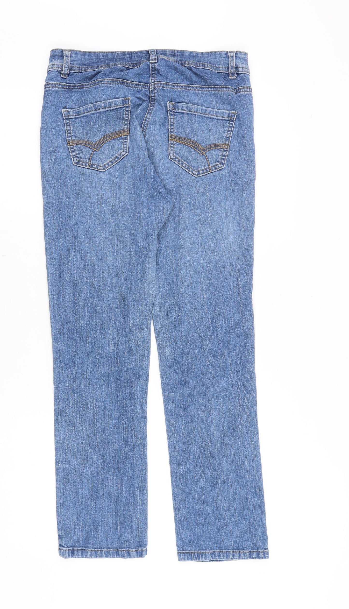 TU Womens Blue Cotton Straight Jeans Size 10 Regular Zip