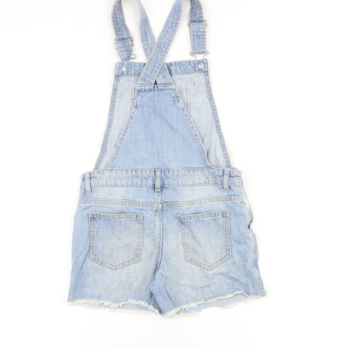 Denim & Co. Girls Blue Cotton Dungaree One-Piece Size 8-9 Years Buckle