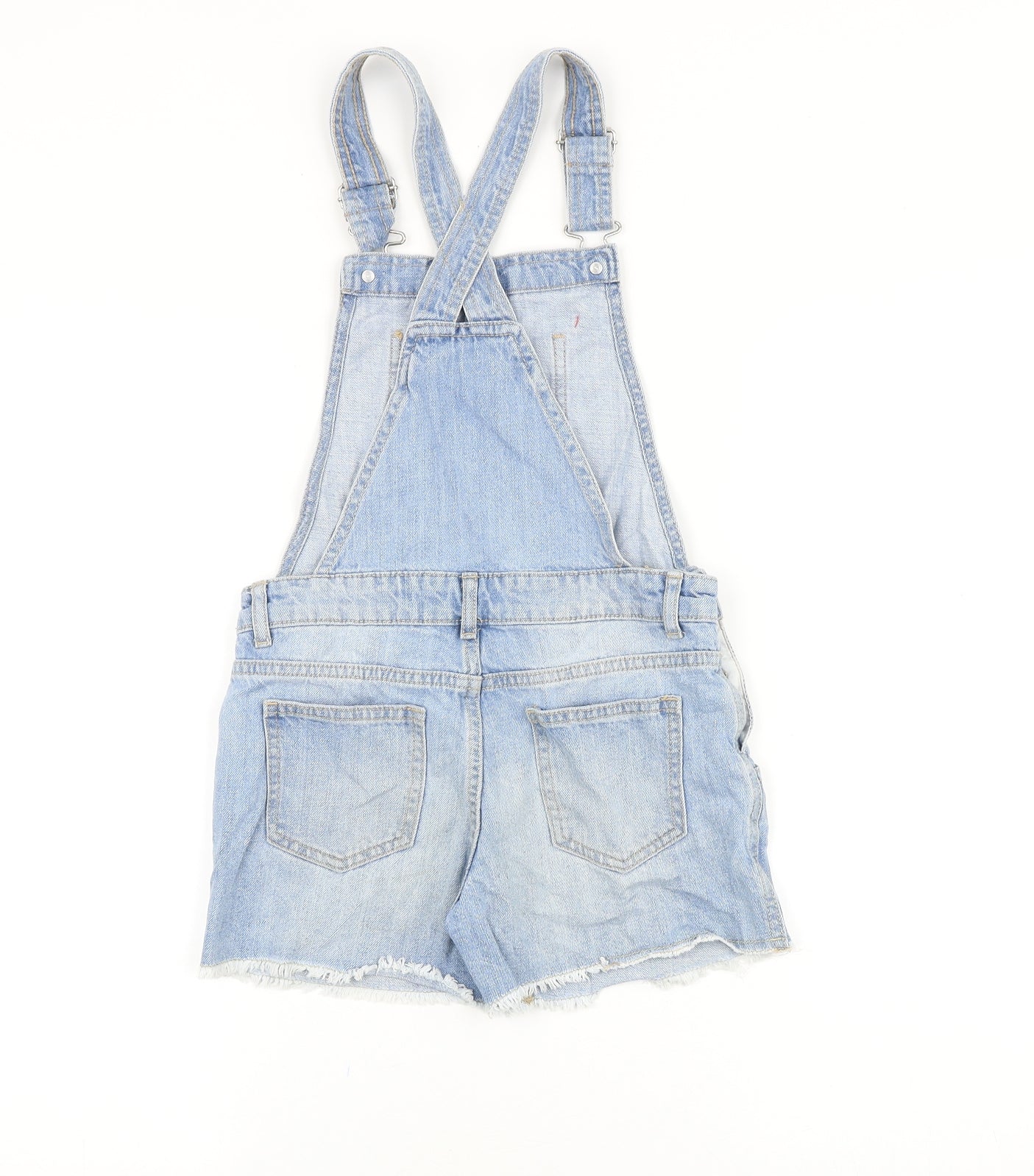 Denim & Co. Girls Blue Cotton Dungaree One-Piece Size 8-9 Years Buckle