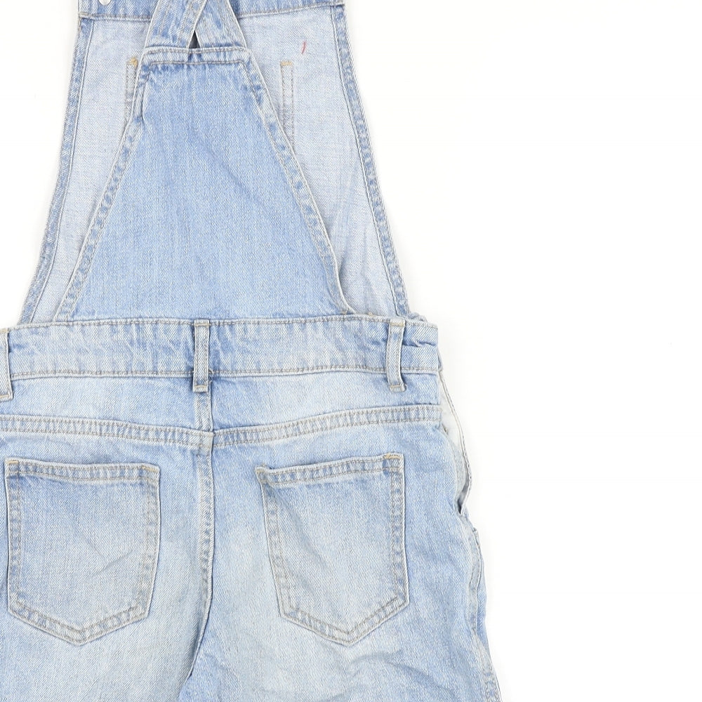 Denim & Co. Girls Blue Cotton Dungaree One-Piece Size 8-9 Years Buckle