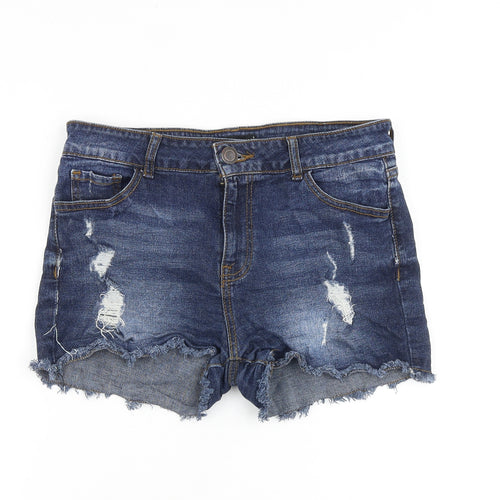 CCP Womens Blue Cotton Cut-Off Shorts Size 32 in Regular Zip